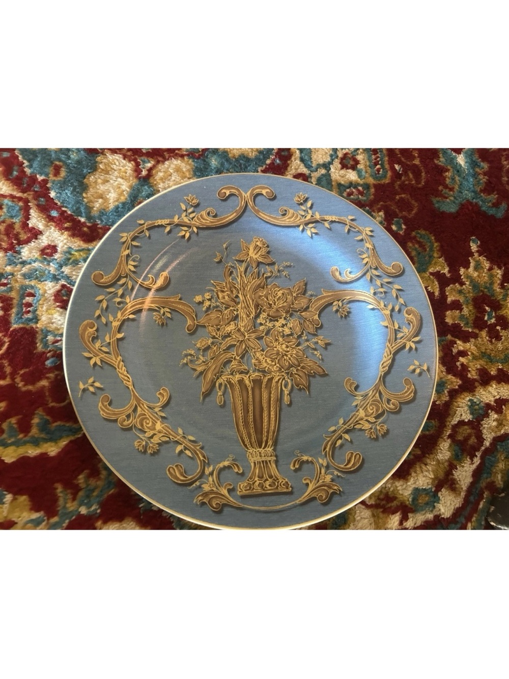 4 American Atelier At Home Blue Jardiniere Dessert Plates 5240 In Box - Picture 7 of 9